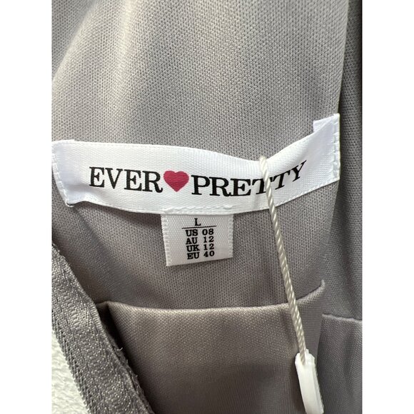 Ever Pretty NWT Gray Chiffon Fit and Flare Special Occasion Gown - Picture 10 of 11